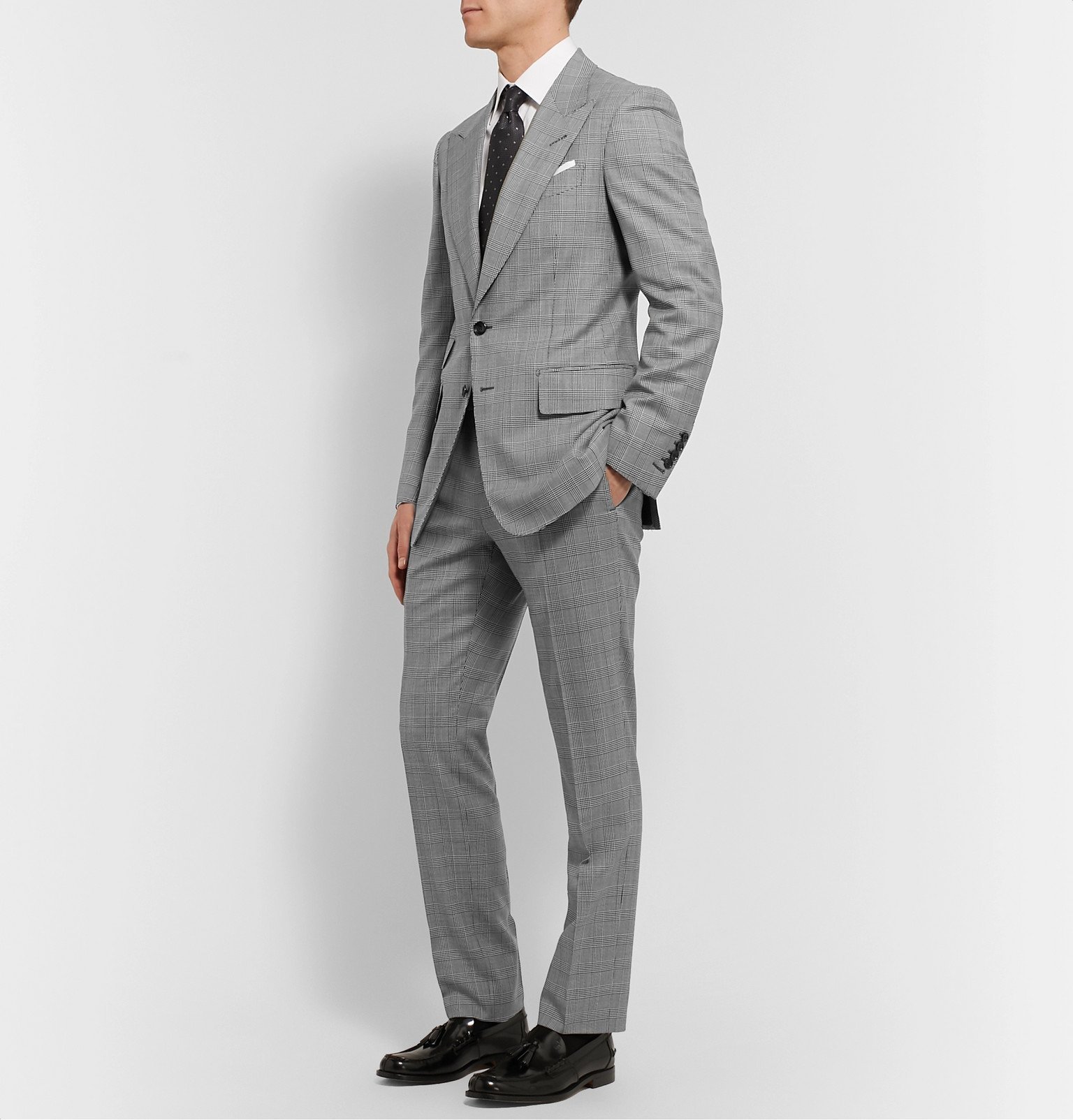 TOM FORD - Slim-Fit Prince of Wales Checked Wool Suit Trousers - Gray TOM  FORD
