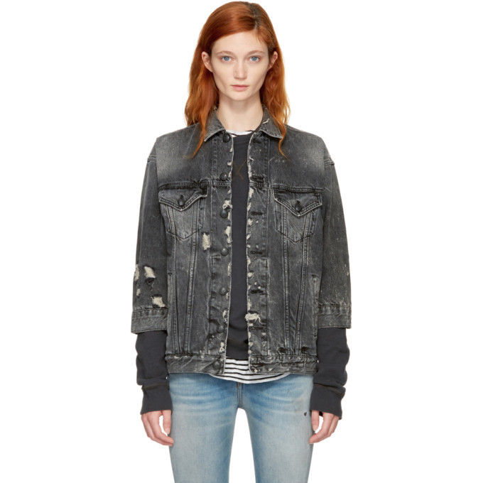 R13 Black Oversized Denim Trucker Jacket R13