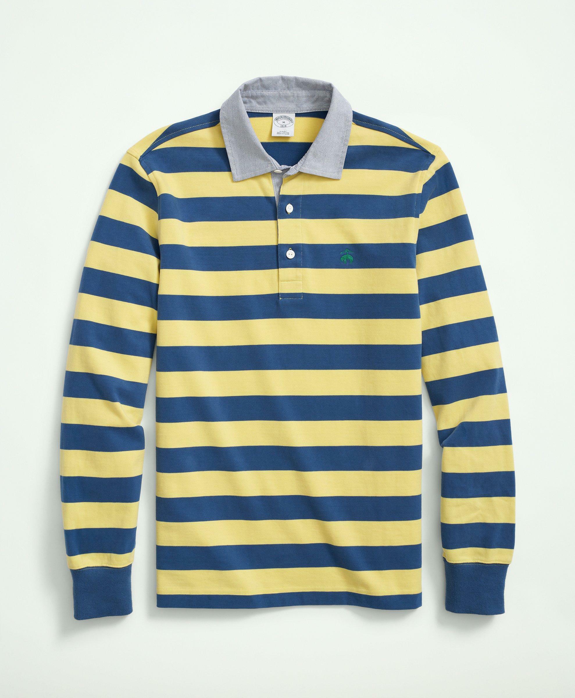 Brooks Brothers Men's Sueded Cotton Stripe Rugby | Yellow