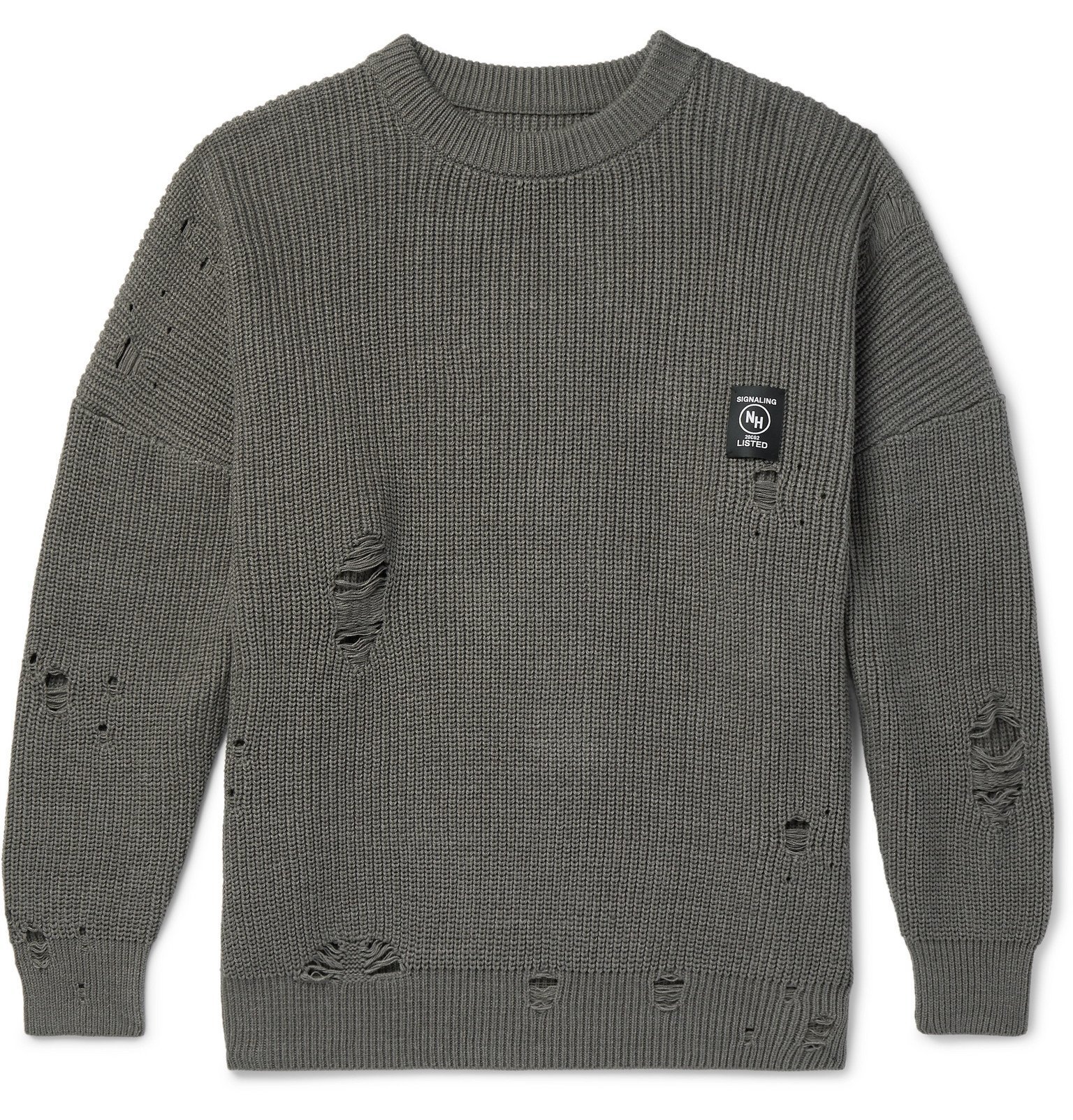 Neighborhood - Savage Distressed Ribbed Cotton-Blend Sweater Neighborhood - Savage Distressed Ribbed Cotton-Blend Sweater