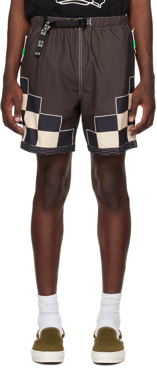 Photo: DEVÁ STATES Brown Check Shorts