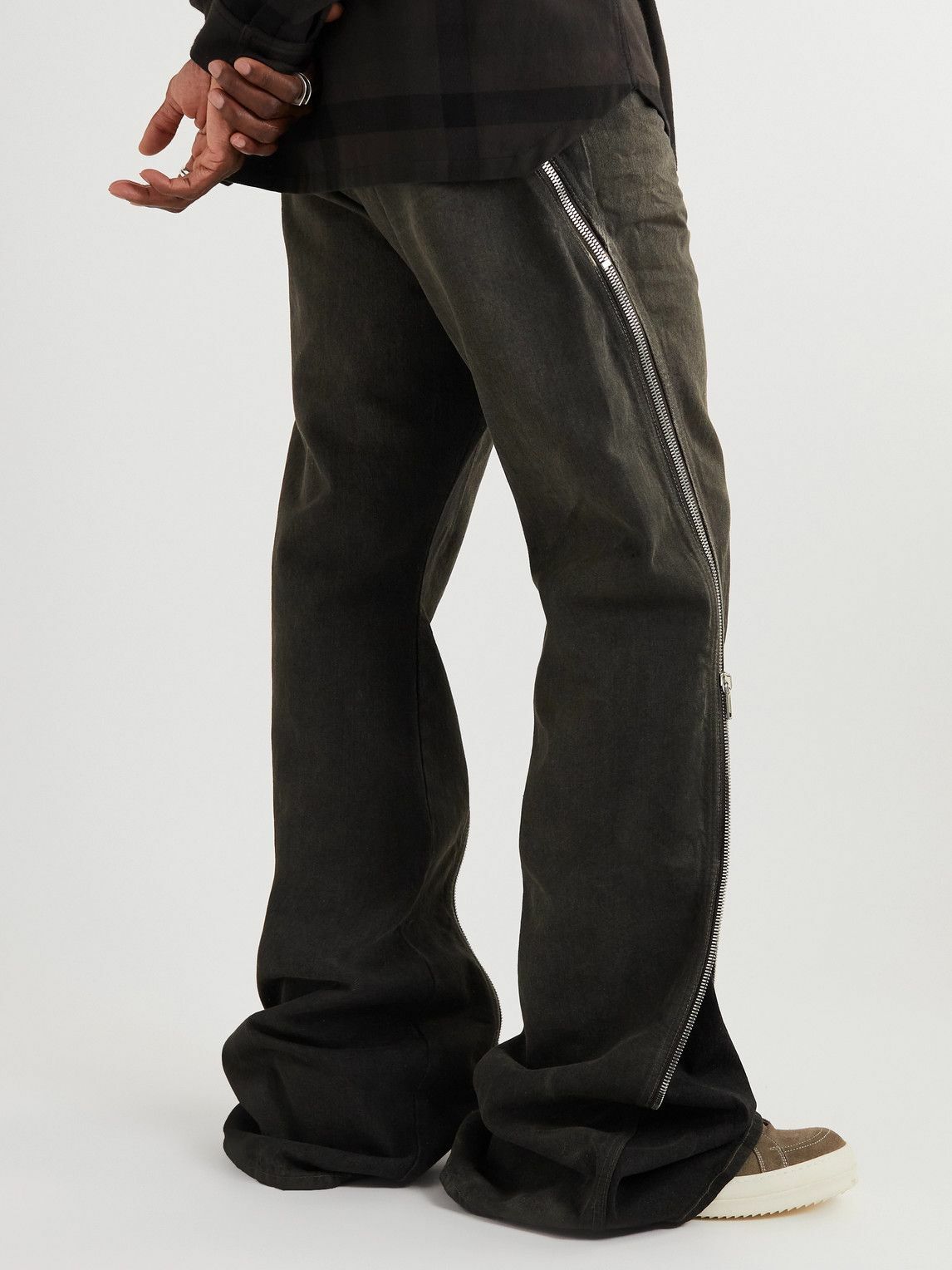 Rick Owens - Bolan Zip-Detailed Flared Jeans - Gray