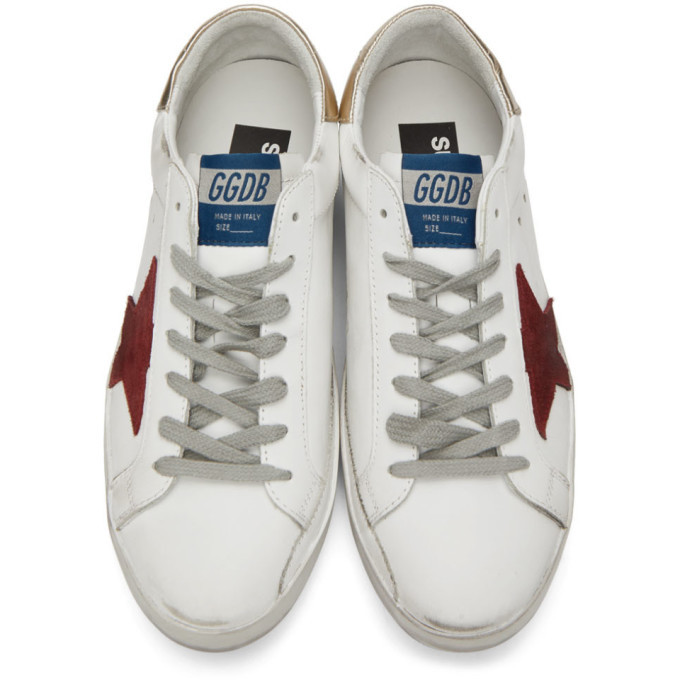 Golden Goose White and Red Superstar Sneakers Golden Goose Deluxe Brand