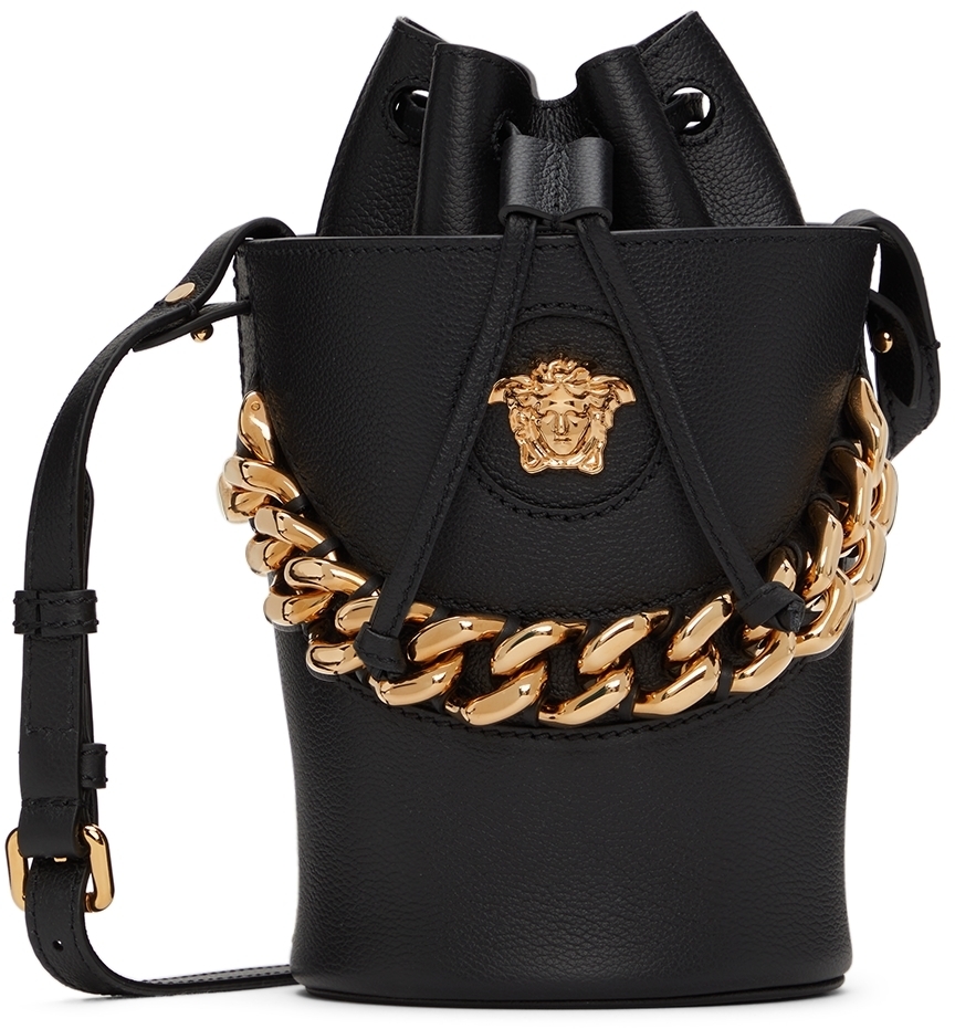Versace Black 'La Medusa' Bucket Shoulder Bag Versace