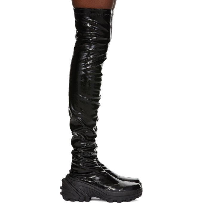 black thigh high combat boots