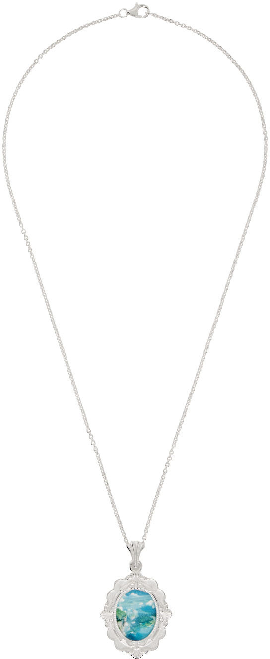 HANREJ Silver Small Frame Pendant Necklace HANREJ