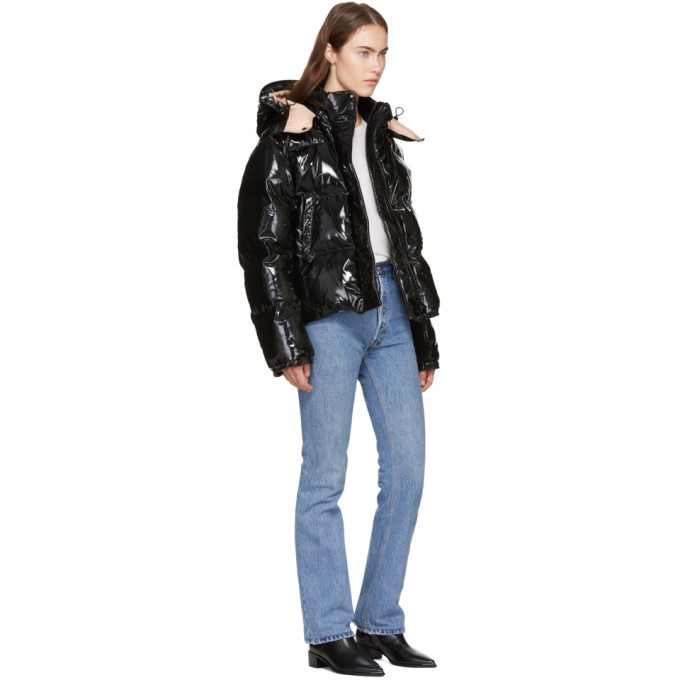 moncler gaura shiny puffer quilted coat black