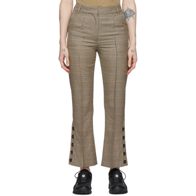 Rokh Beige Houndstooth Utility Trousers 