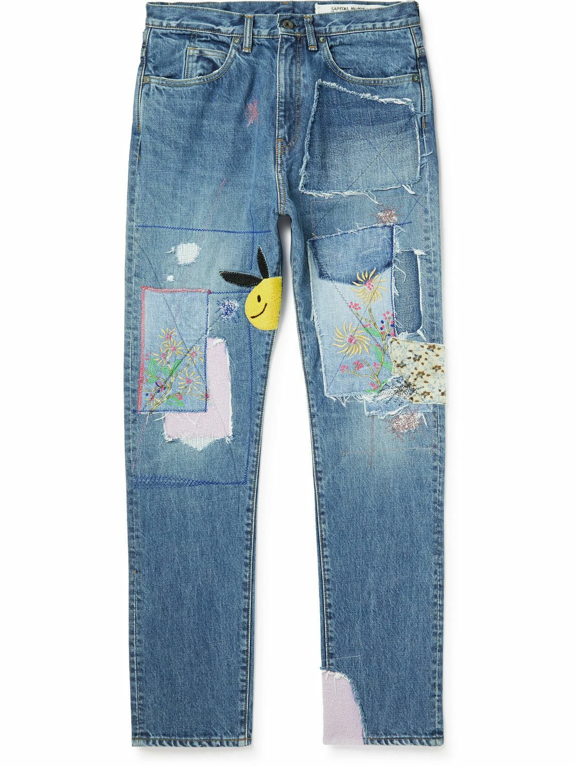 KAPITAL - OKABILLY Straight-Leg Patchwork Embroidered Jeans - Blue KAPITAL