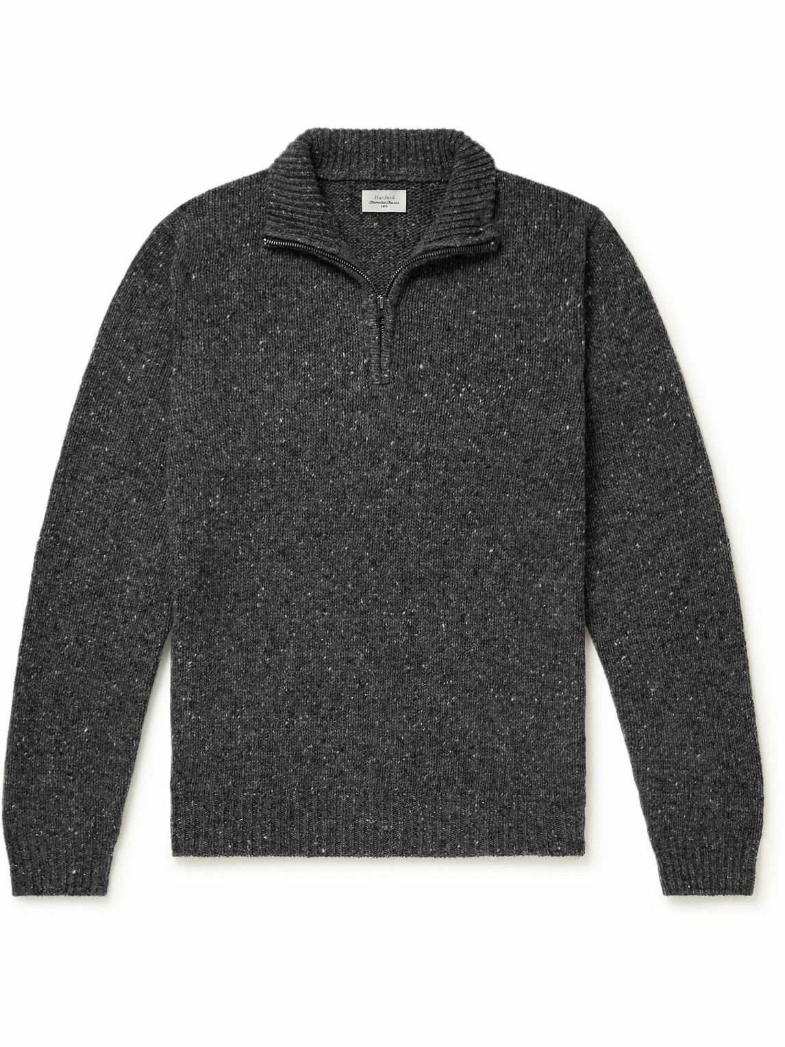 Hartford - Donegal Wool-Blend Half-Zip Sweater - Gray Hartford