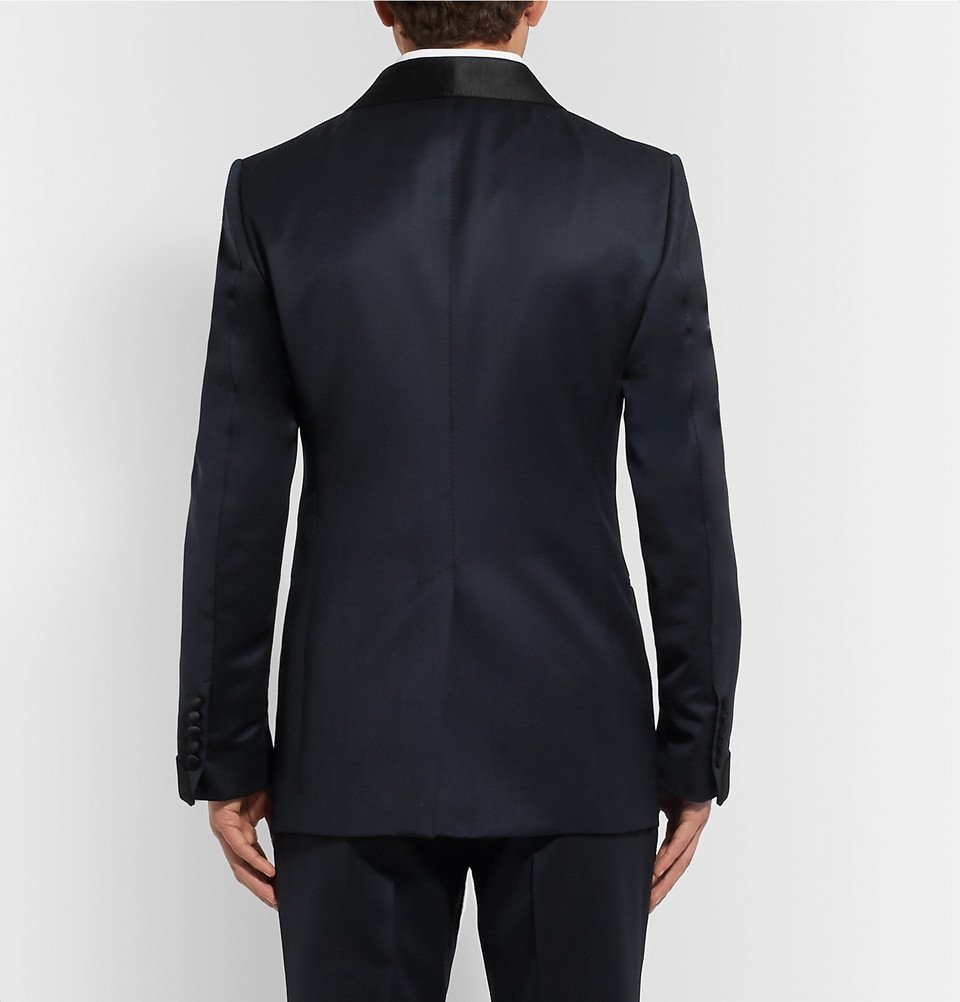 TOM FORD - Midnight-Blue Shelton Slim-Fit Satin-Trimmed Grain de Poudre  Tuxedo Jacket - Midnight blue TOM FORD