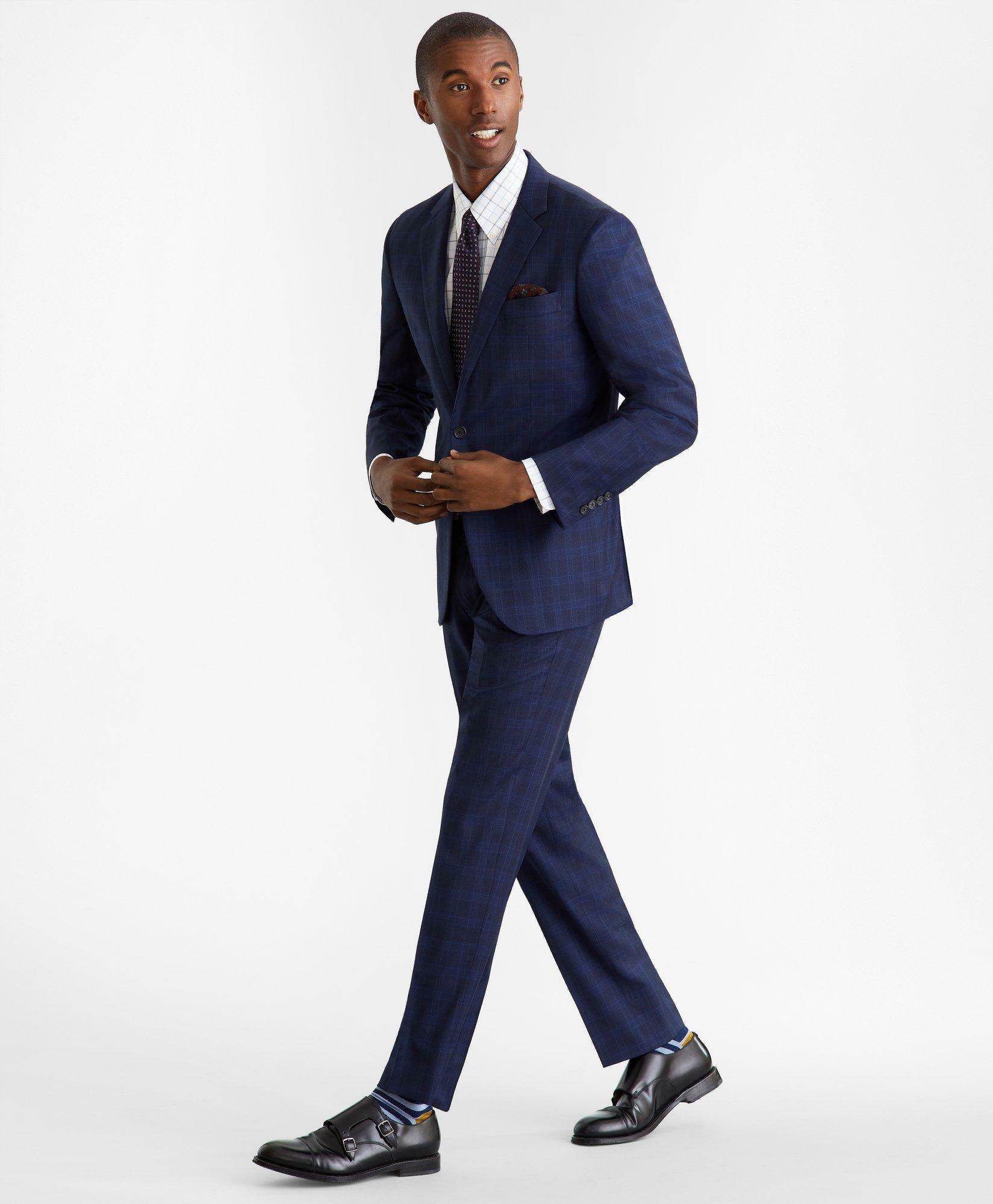 Brooks Brothers Men's Milano Fit Glen Plaid 1818 Suit | Navy Brooks ...