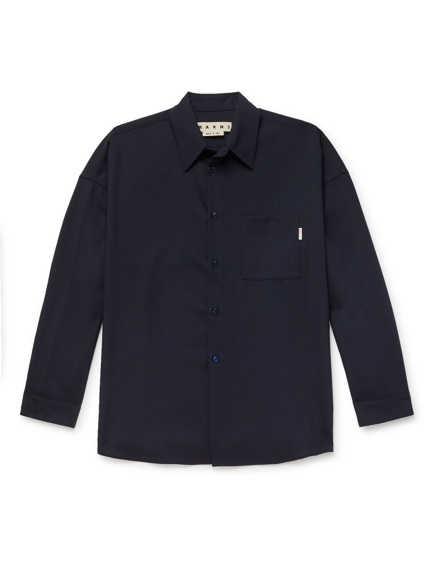 MARNI - Tropical Wool Shirt - Blue Marni