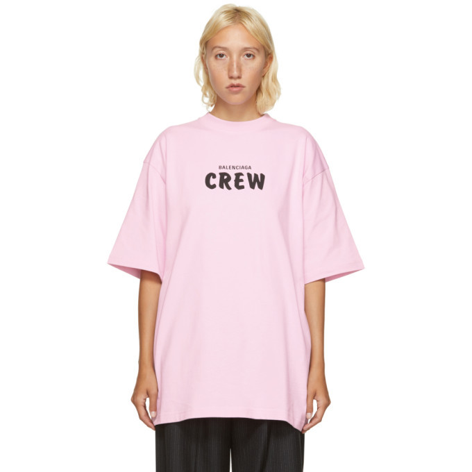 balenciaga pink logo t shirt