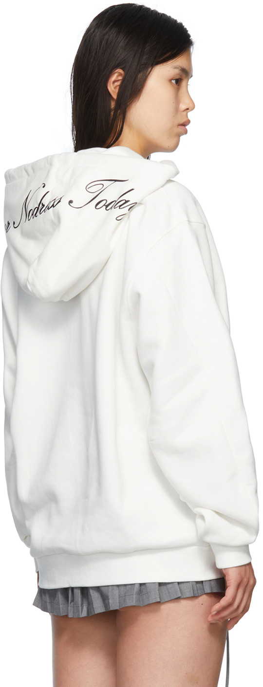Nodress White Cotton Hoodie Nodress