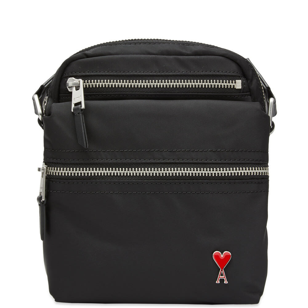AMI Men's Heart Logo Crossbody Bag in Black AMI
