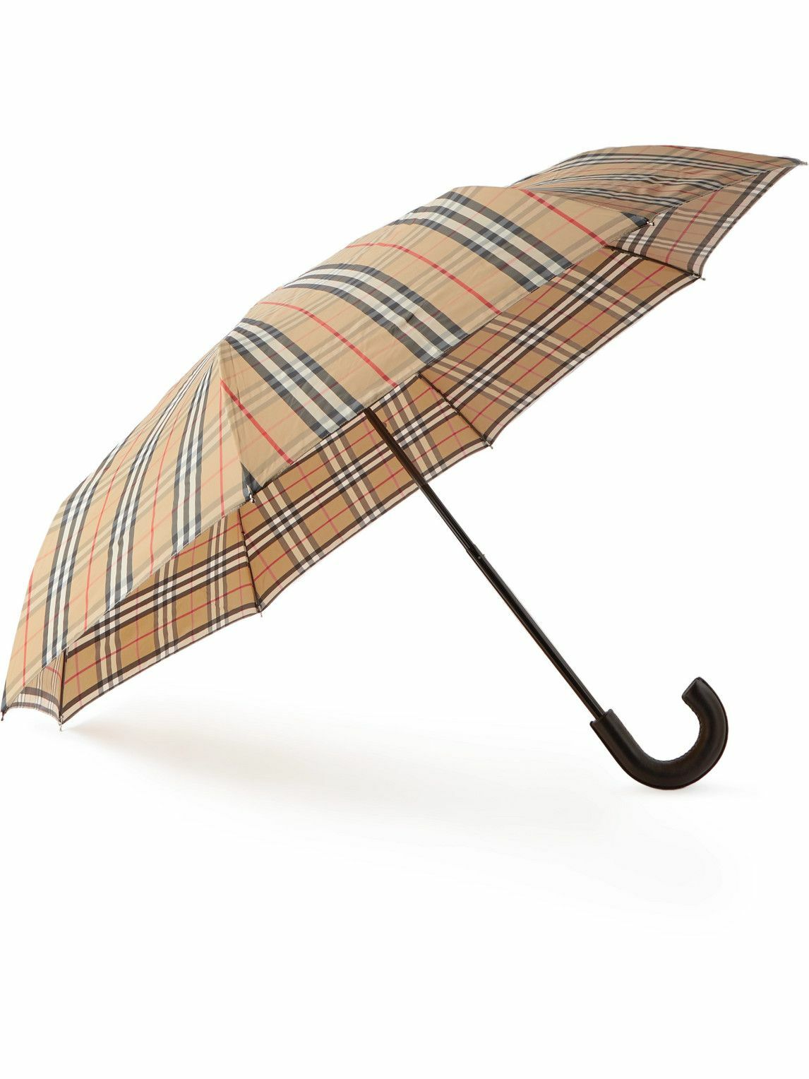 Burberry Checked LeatherHandle Umbrella Burberry