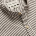 Oliver Spencer - Grandad-Collar Striped Cotton Shirt - Men - Off-white
