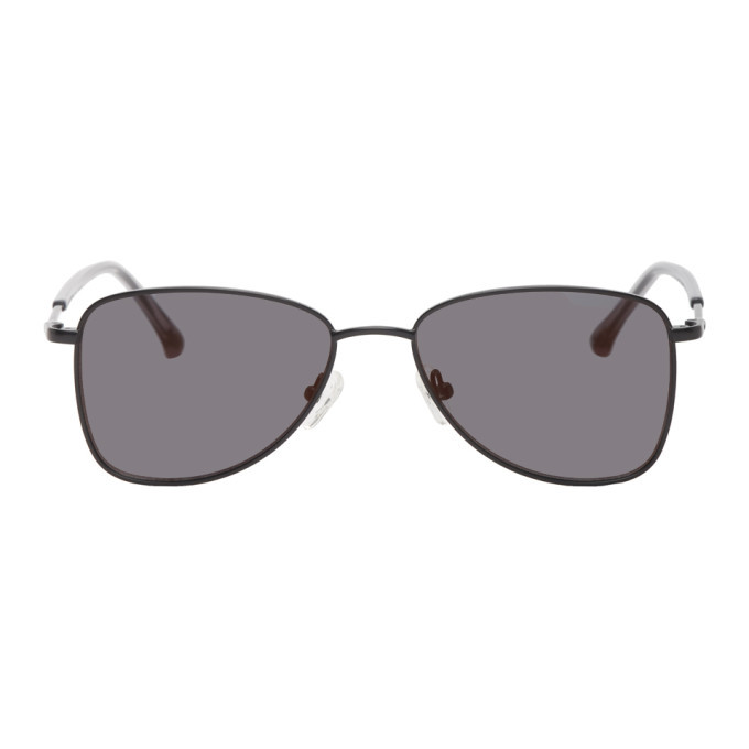 Dries Van Noten Black Linda Farrow Edition Metal Angular Sunglasses ...