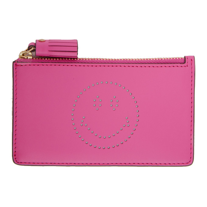 Anya Hindmarch Pink Smiley Zipped Key Card Holder Anya Hindmarch