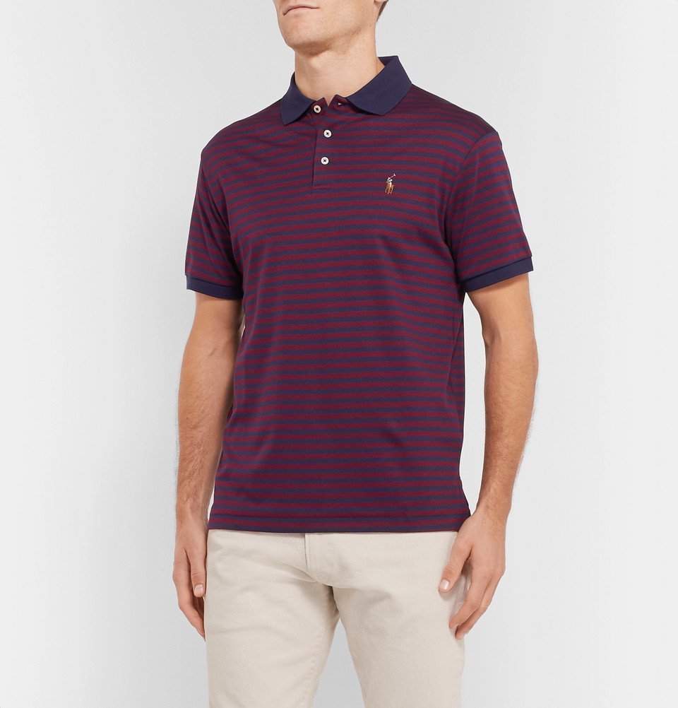 Polo Ralph Lauren - Slim-Fit Striped Cotton-Jersey Polo Shirt - Burgundy  Polo Ralph Lauren
