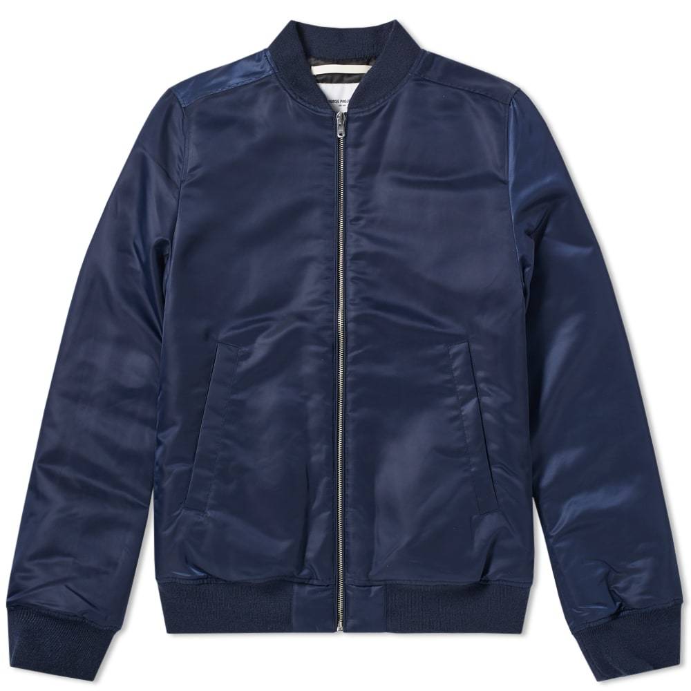 Norse Projects Ryan Sateen Bomber Jacket Blue Norse Projects