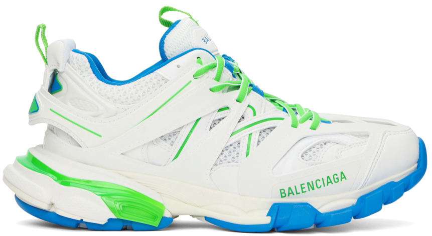 Balenciaga White & Green Track Sneakers Balenciaga
