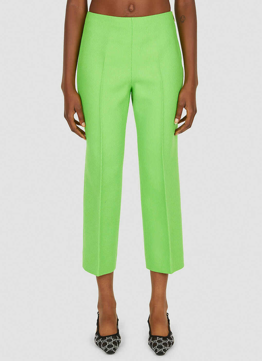 Pressed Pleat Pants In Green Gucci