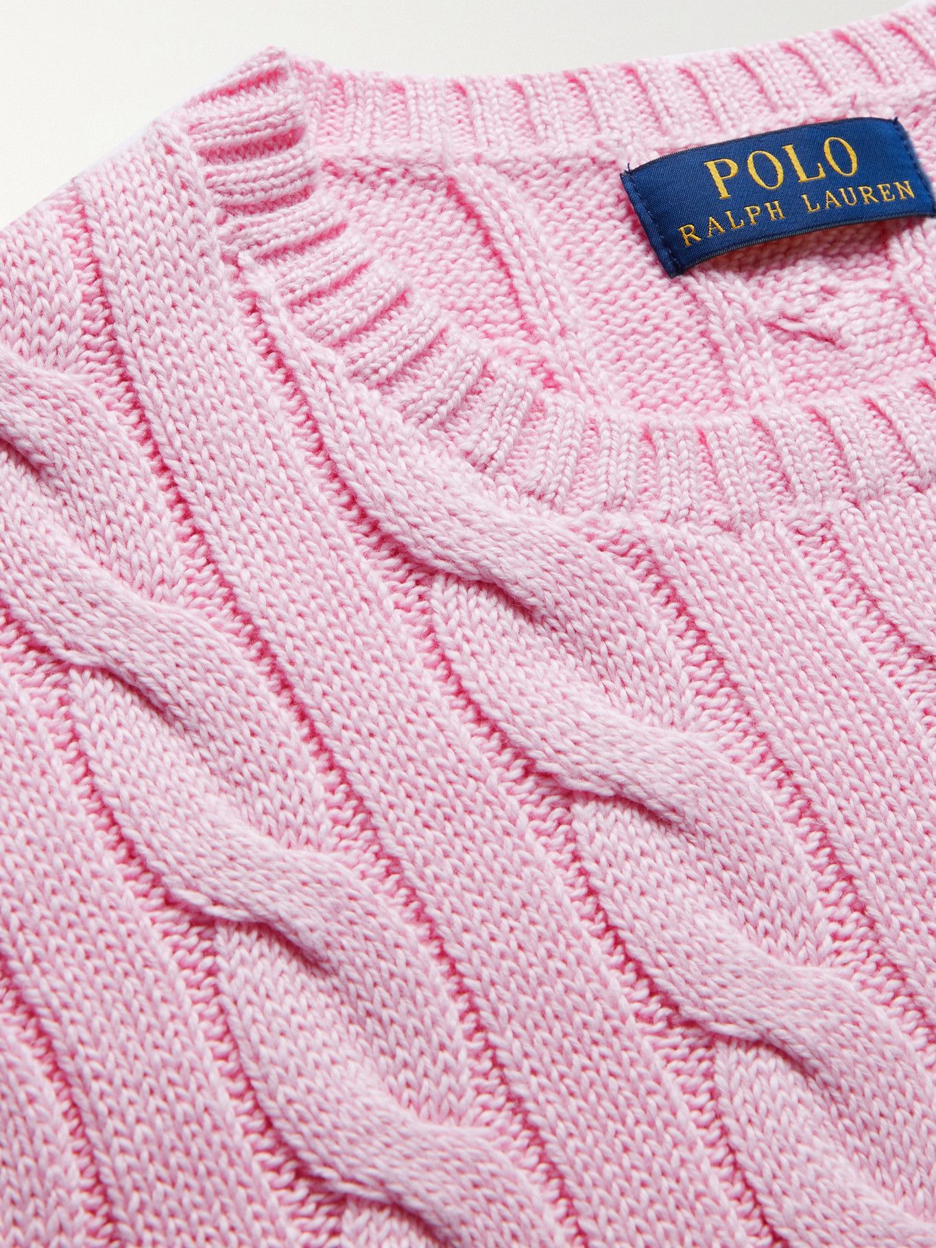 POLO RALPH LAUREN - Cable-Knit Cotton Sweater - Pink Polo Ralph Lauren