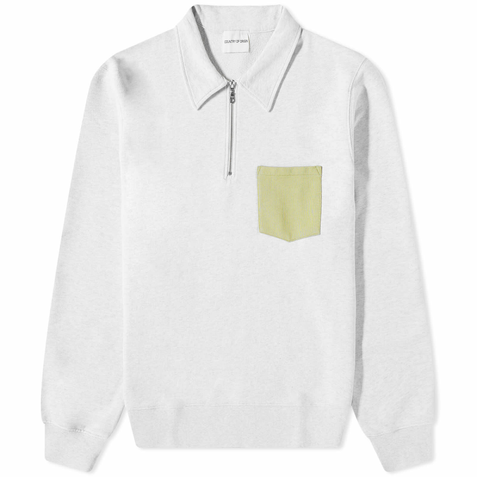 Country Of Origin Men's QuarterZip Pocket Sweatshirt in Lt.Grey/Spring
