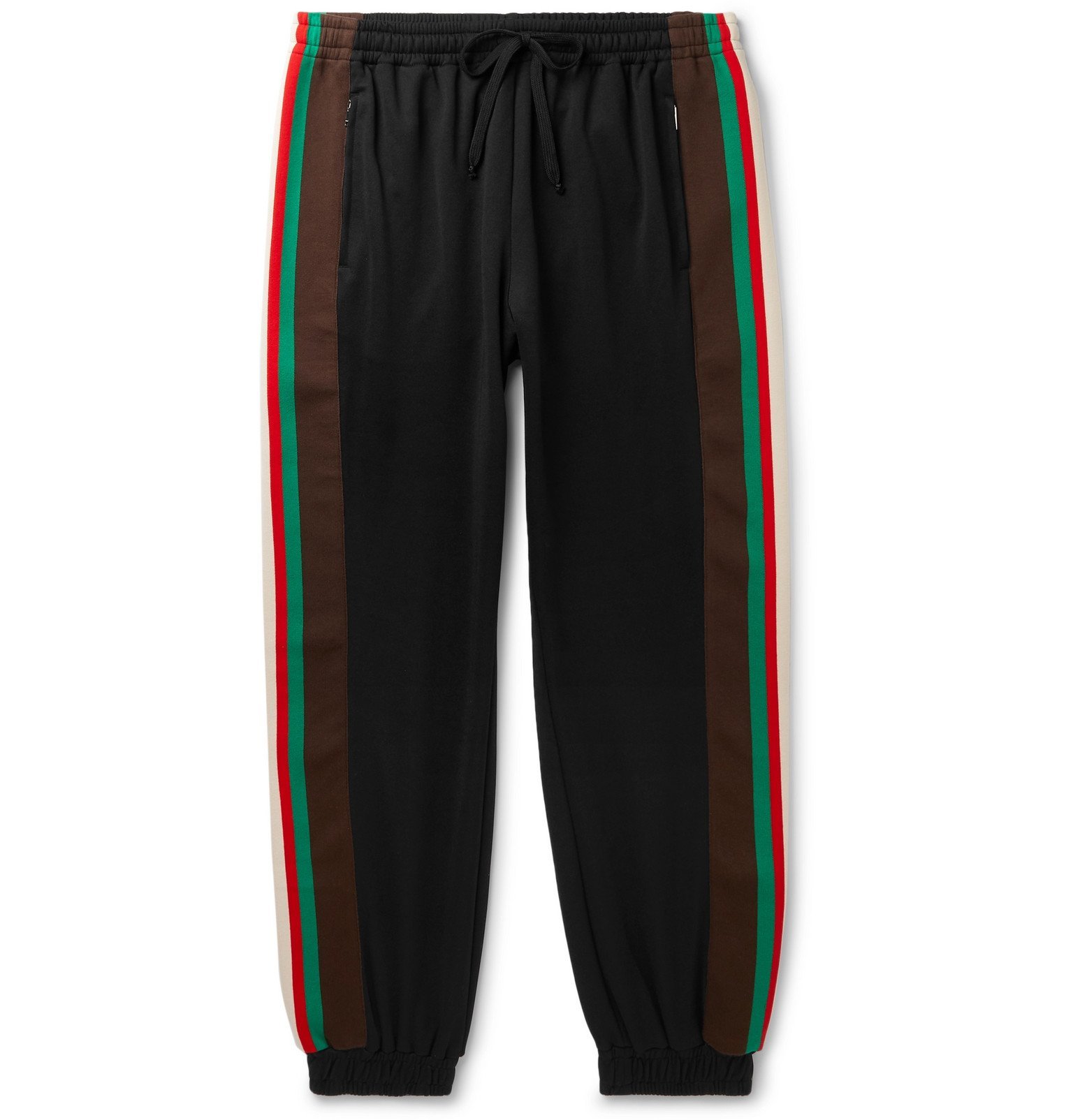 Gucci - Webbing-Trimmed Tech-Jersey Track Pants - Black Gucci