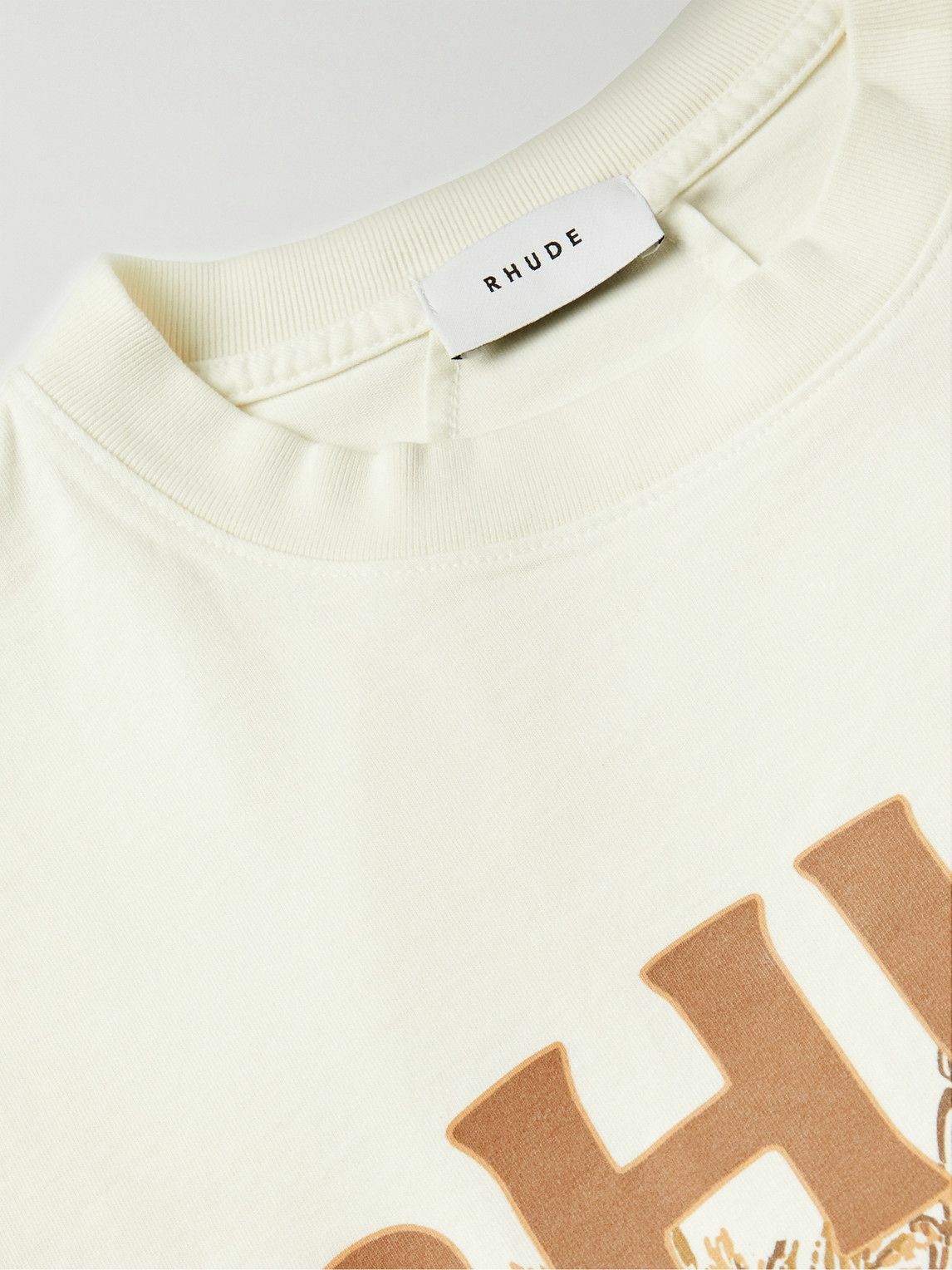 Rhude - Cigaro Logo-Print Cotton-Jersey T-Shirt - Neutrals Rhude