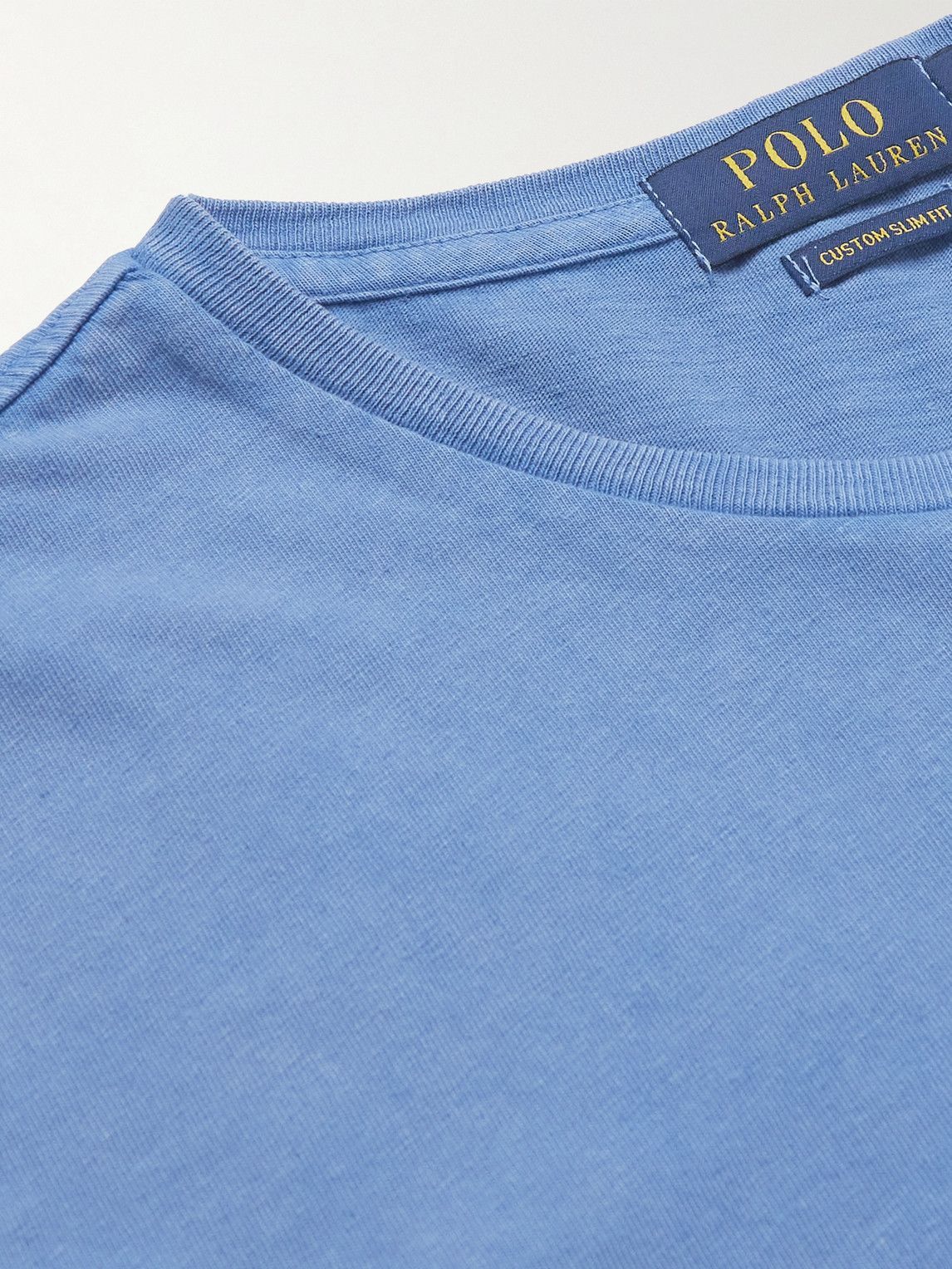 Polo Ralph Lauren - Slim-Fit Logo-Embroidered Cotton and Linen-Blend T-Shirt - Blue