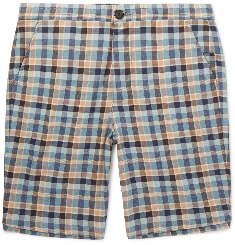 Oliver Spencer - Checked Cotton Drawstring Shorts - Men - Blue
