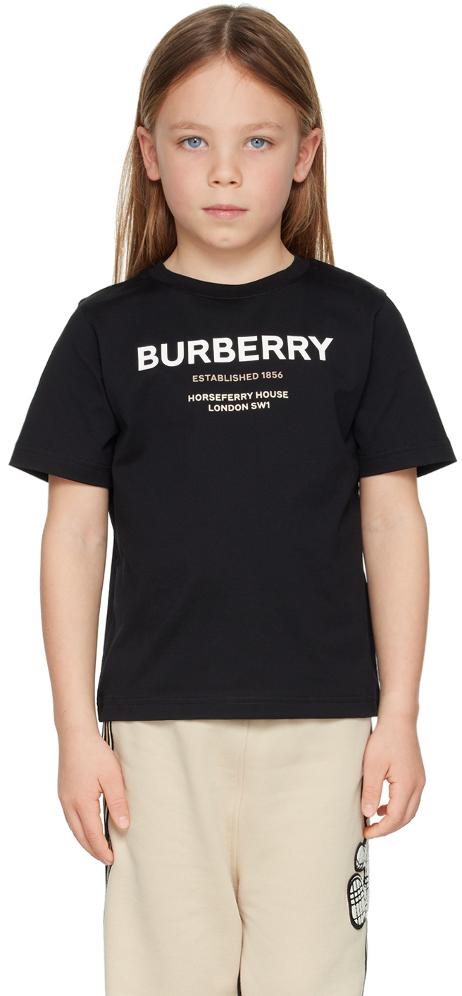 Burberry Kids Black Horseferry T-Shirt Burberry