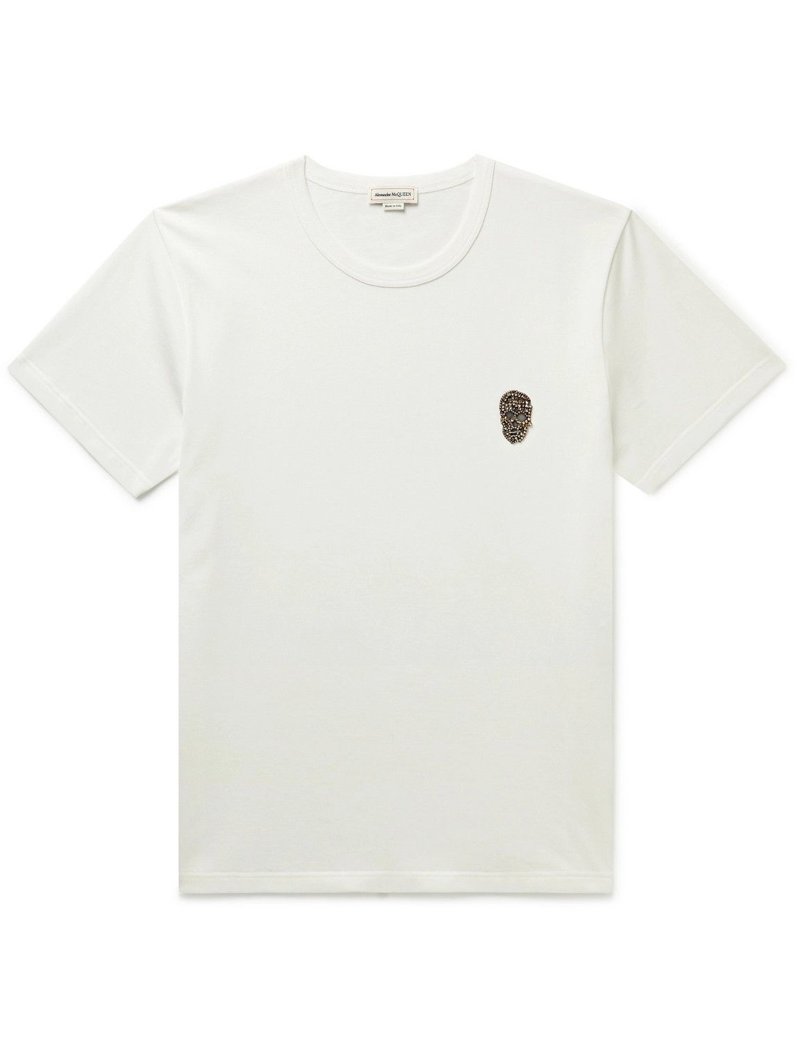 Alexander McQueen - Embellished Cotton-Jersey T-Shirt - White Alexander ...