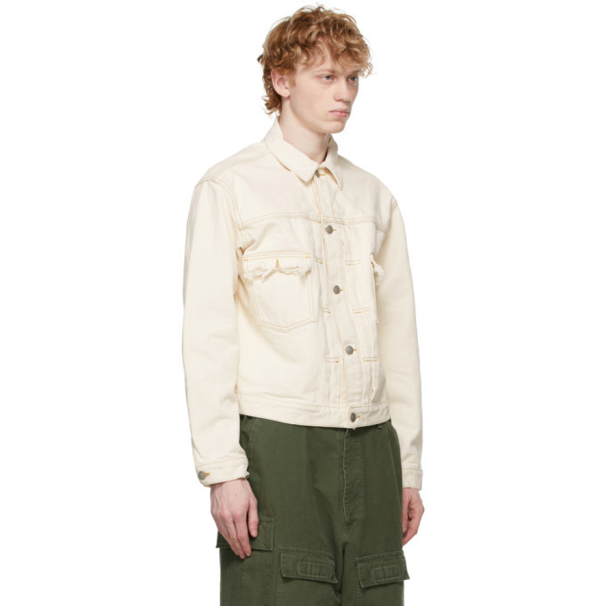 fitted white denim jacket