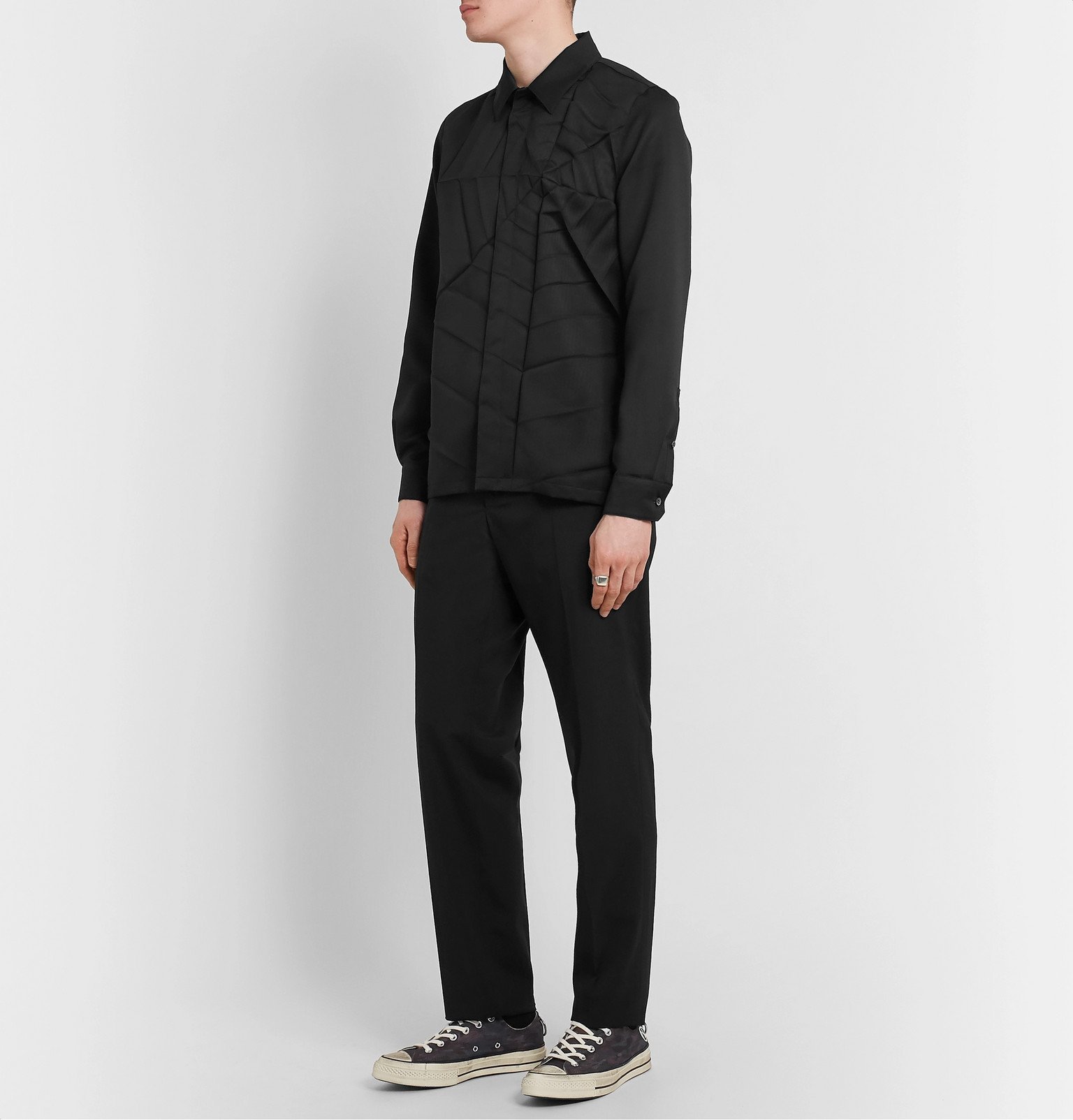 Undercover - Spiderweb-Pleated Twill Shirt - Black Undercover