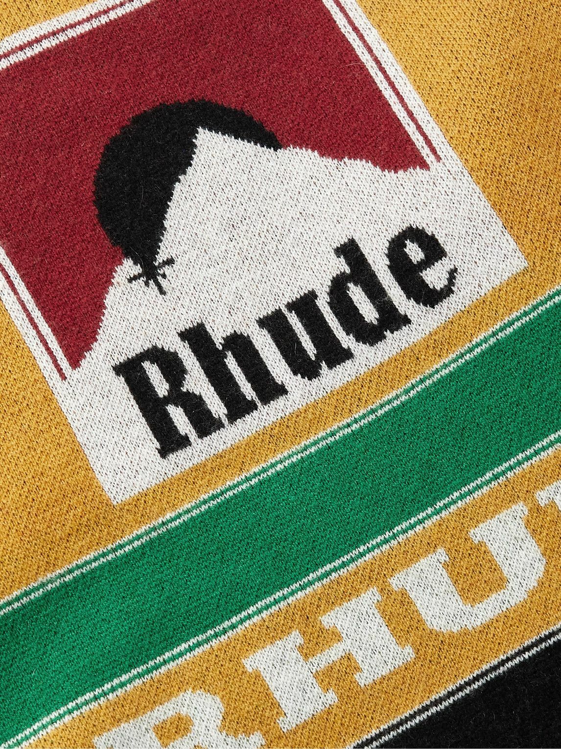 Rhude - Ayrton Logo-Jacquard Wool and Cashmere-Blend Sweater - Yellow Rhude