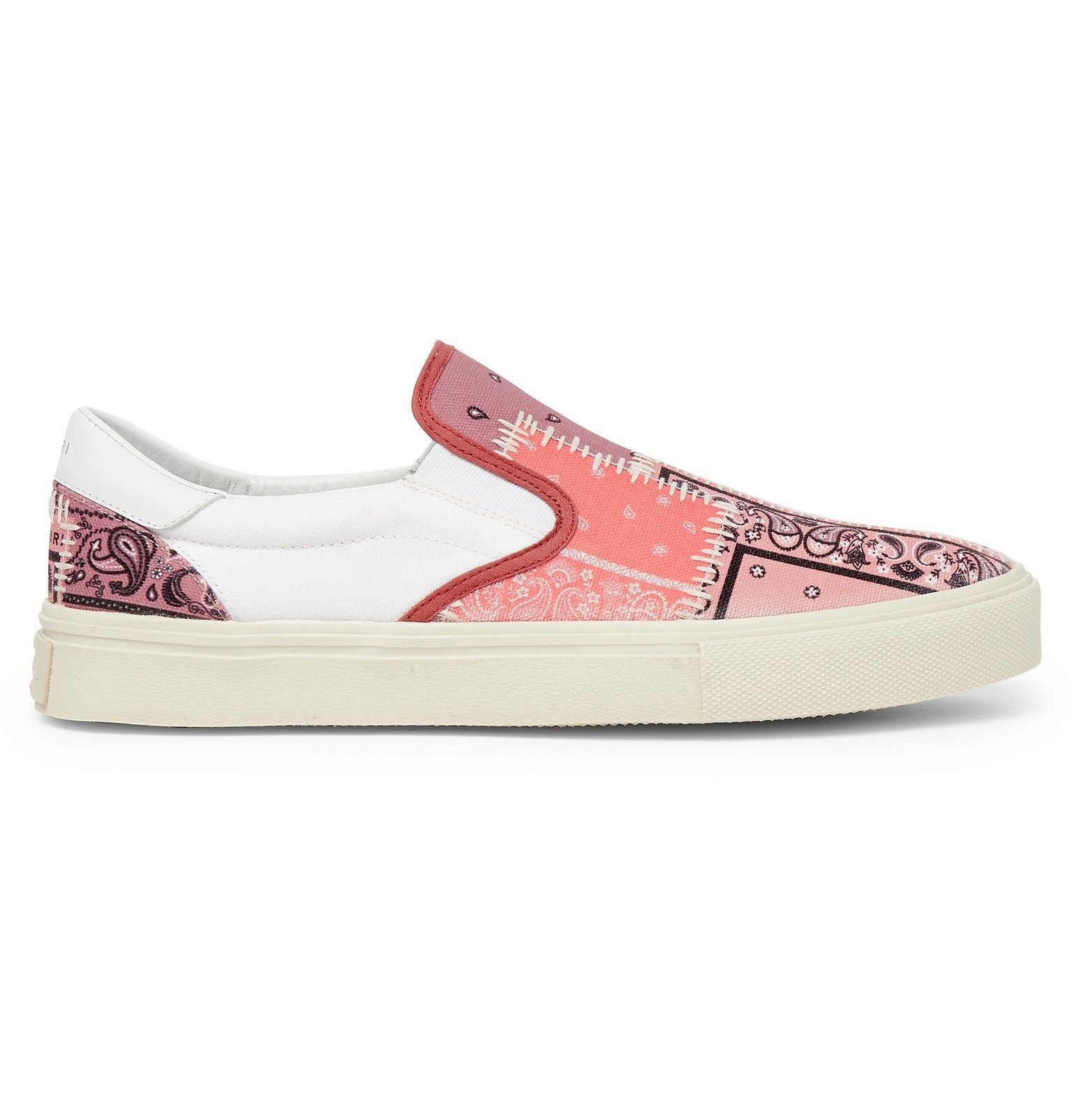 AMIRI - Leather-Trimmed Bandana-Print Canvas Slip-On Sneakers - Orange ...