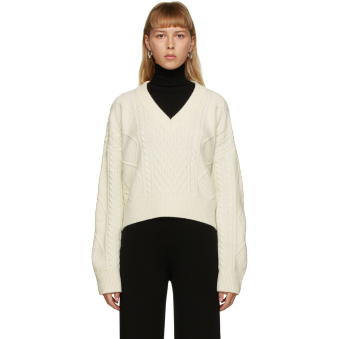 DRAE Off-White Wool Cable Knit Sweater