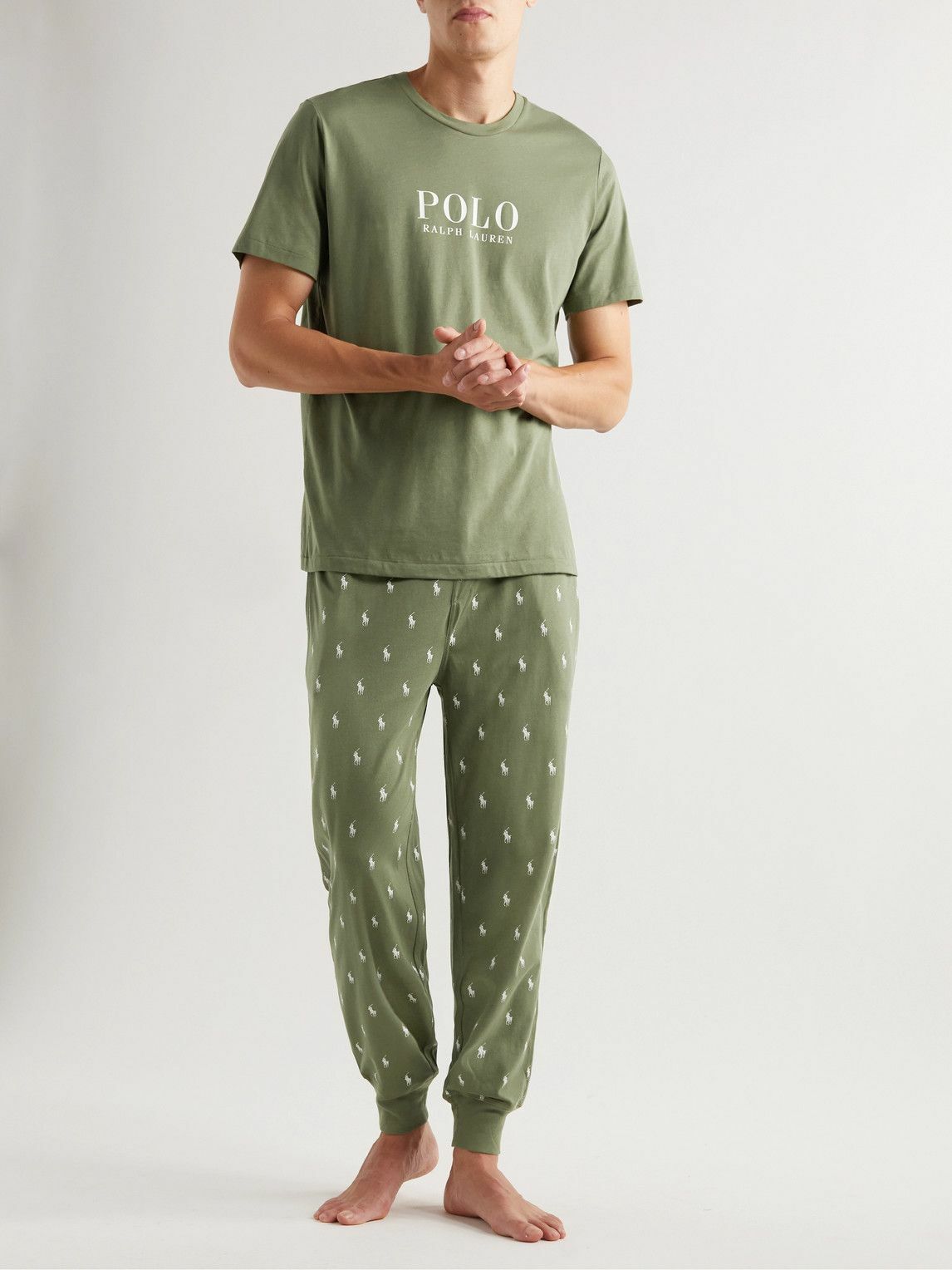 Polo Ralph Lauren - Tapered Logo-Print Cotton-Jersey Pyjama Trousers - Green