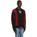 032c Black and Red Knit Logo Cardigan