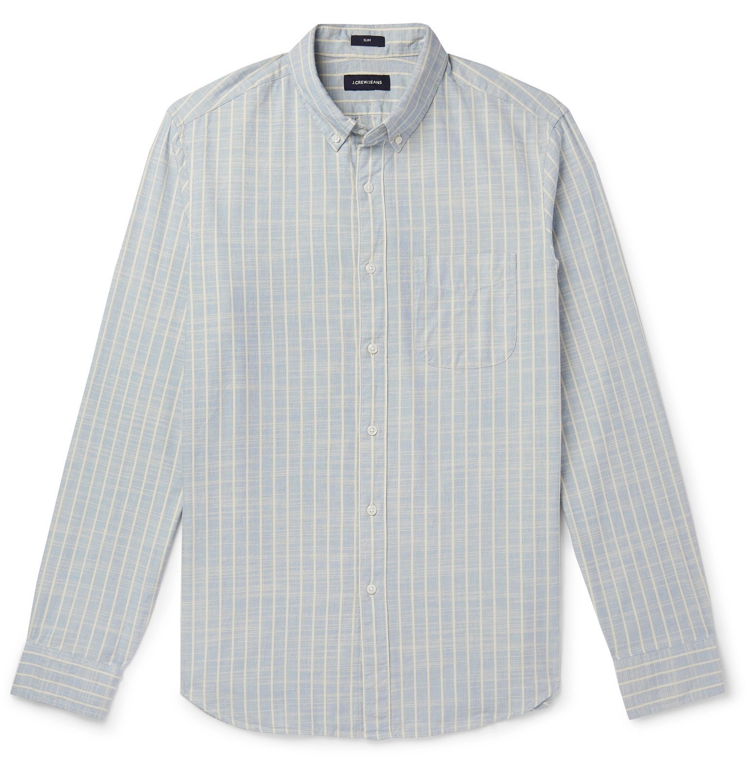 j crew blue and white striped shirt