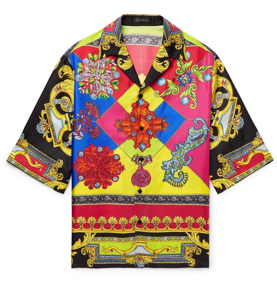 Versace - Camp-Collar Printed Silk-Twill Shirt - Multi Versace