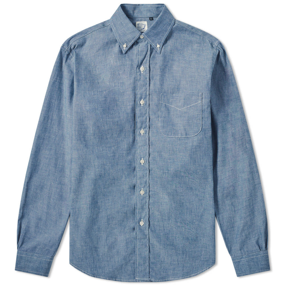 orSlow Button Down Chambray Shirt Chambray Mother of Pearl