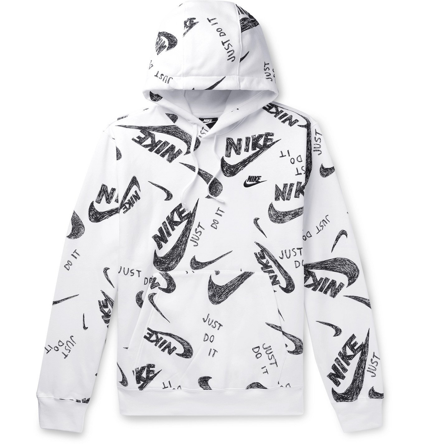 Nike - Logo-Print Fleece-Back Cotton-Blend Jersey Hoodie - White Nike