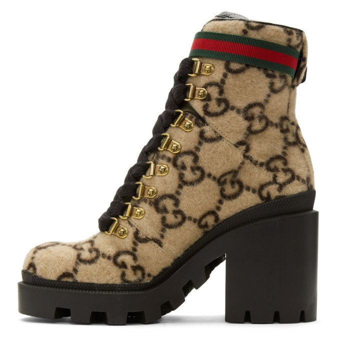 gucci beige wool boots