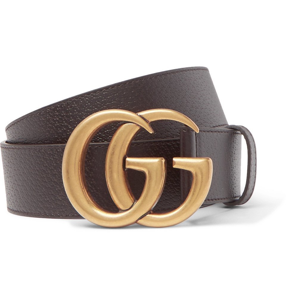 Grain Leather Belt - Men - Dark brown Gucci