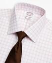 Brooks Brothers Men's Stretch Madison Relaxed-Fit Dress Shirt, Non-Iron Twill Ainsley Collar Grid Check | Pink